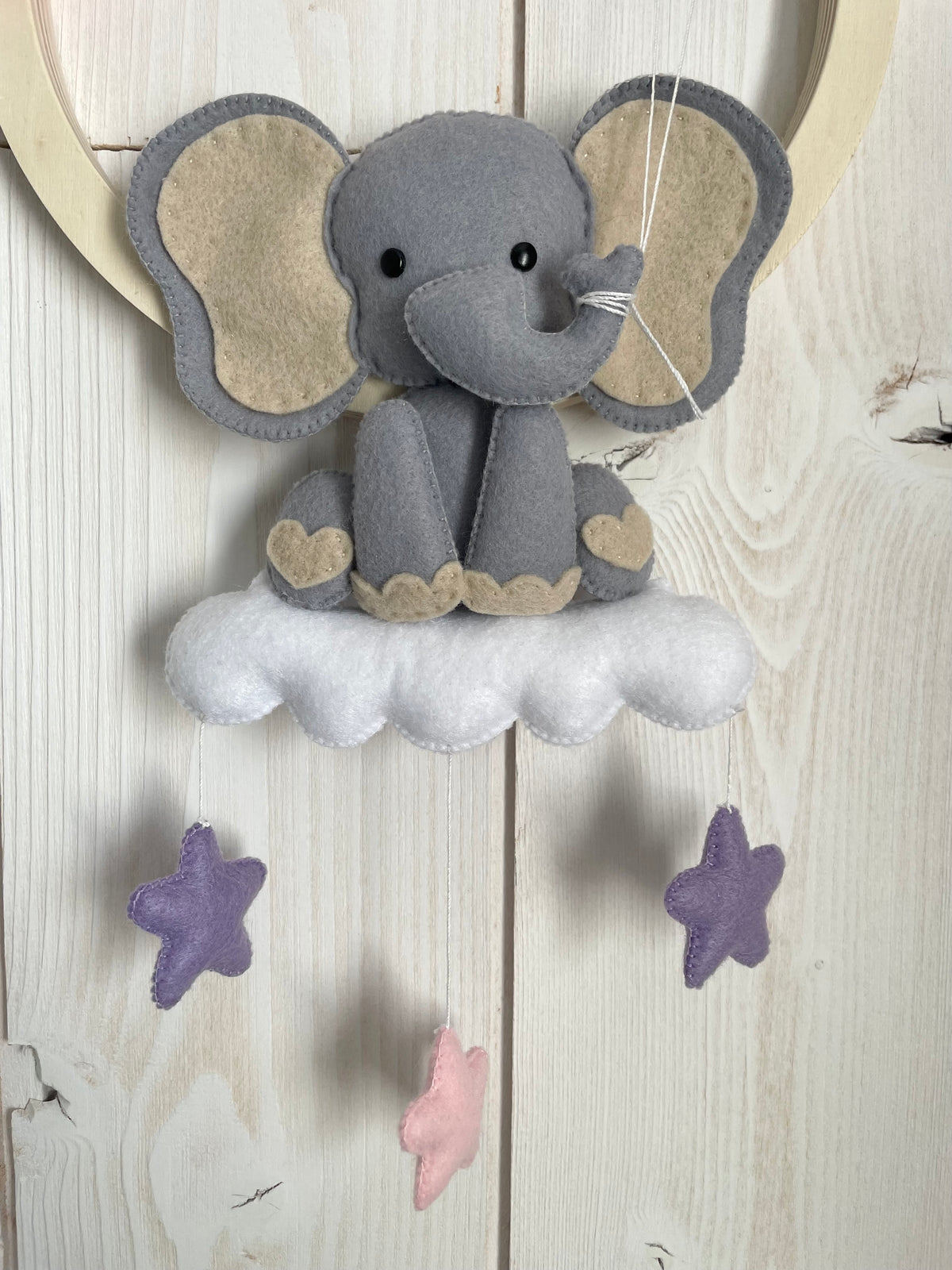 Couronne murale personnalisée prénom - éléphant et ballons